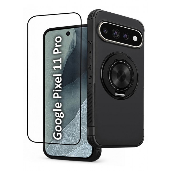 CATANES 2 Pack Magnetic Kickstand Rugged Armor Case for Google Pixel 11 Pro - MagSafe Compatible Heavy Duty Cover - Black