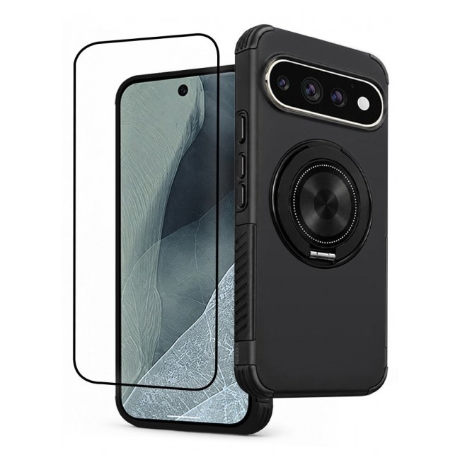 CATANES 2 Pack Magnetic Kickstand Rugged Armor Case for Google Pixel 11 Pro - MagSafe Compatible Heavy Duty Cover - Black