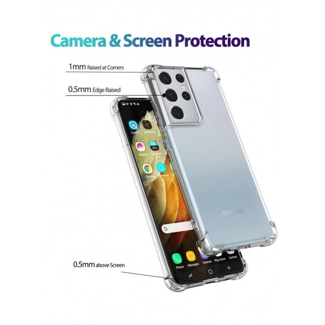 CATANES Samsung Galaxy S21 Ultra Case Clear Shockproof Back Cover Transparent Airbag Bumper Corner Protection Anti-Fall Soft TPU PC Case 6.8 inch