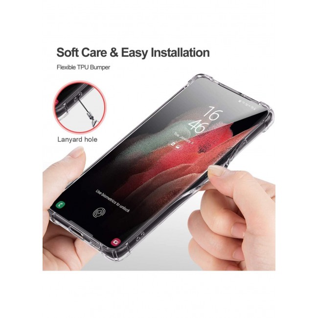 CATANES Samsung Galaxy S21 Ultra Case Clear Shockproof Back Cover Transparent Airbag Bumper Corner Protection Anti-Fall Soft TPU PC Case 6.8 inch