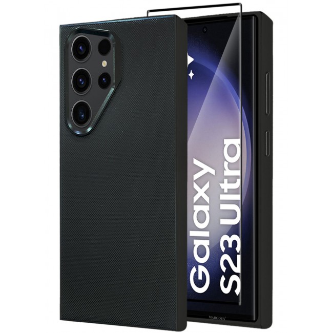 CATANES Samsung Galaxy S23 Ultra 2 Pack Vegan Leather Case, 1 Cover with 1 Screen Protector, Slim Fit, Raised Edges for Camera and Screen Protection