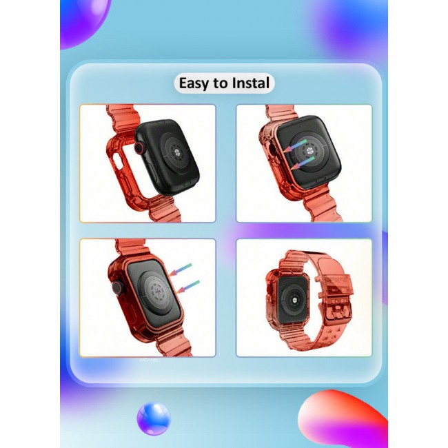 CATANES Clear iwatch Strap Bands TPU Smart Apple Watch Bands 42mm with Bumper Protective Case Crystal Sports Wristband