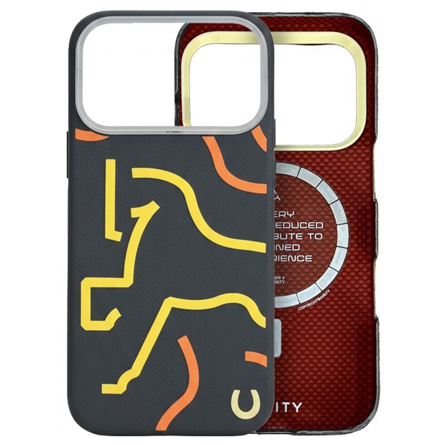 AIRITY Horse Style Bamboo Fiber Protective Case for iPhone 17/18 Pro Max Ultra Durable, Lightweight & Premium Design with Screen Protector Black Yellow