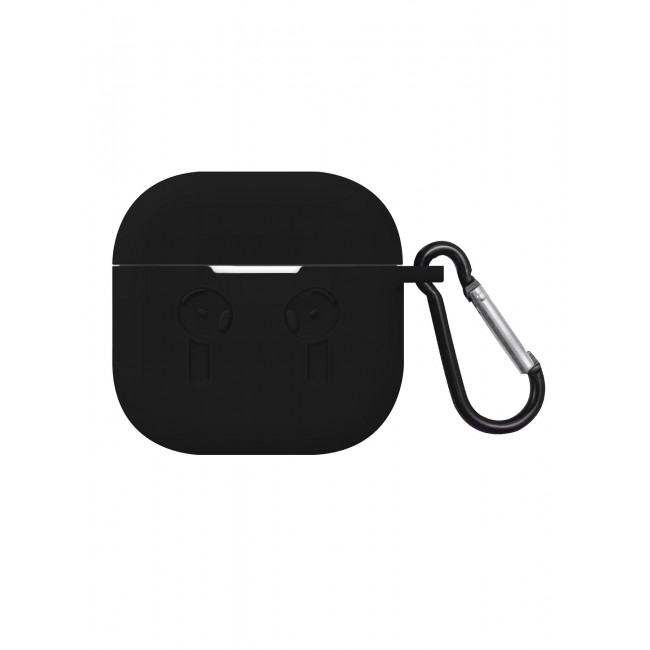 CATANES ( for Airpods 4 2024 ) Case Soft Silicone Elegant Cover with Keychain / Black Color