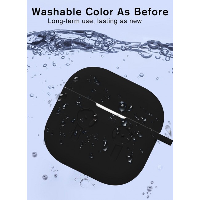 CATANES ( for Airpods 4 2024 ) Case Soft Silicone Elegant Cover with Keychain / Black Color