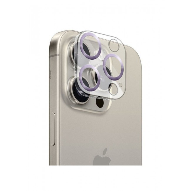 CATANES Camera Lens Protector for Apple iPhone 15 Pro Tempered Glass 9H Hardness Ultra HD Anti-Scratch Easy to Install Case Friendly Full Coverage Guard Light Purple