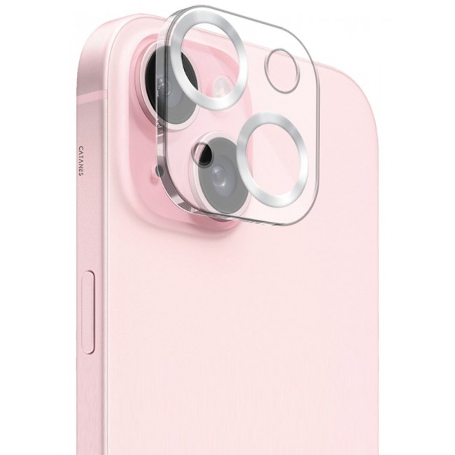 CATANES Camera Lens Protector for Apple iPhone 15 Plus Tempered Glass 9H Hardness Ultra HD Anti-Scratch Easy to Install Case Friendly Full Coverage Guard Silver