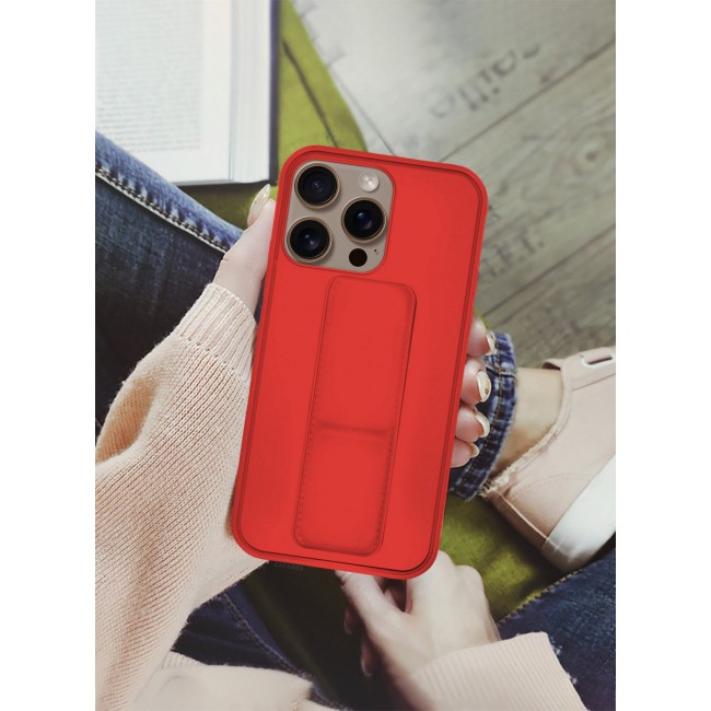 CATANES ( for iPhone 16 Pro ) Case Premium PU Leather Case with Stand Function Shockproof and Anti Scratch Finger Grip Case Cover / Red