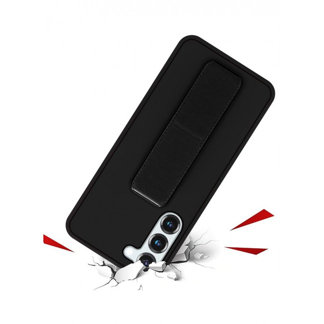 CATANES Samsung Galaxy S23 Grip Case Magnetic Kickstand Cover with Foldable Hand Strap Black