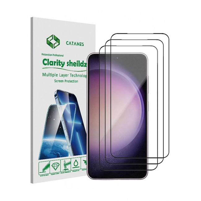 CATANES 3Pack for Samsung Galaxy S23 Plus Screen Protector Tempered Glass 9H Anti-Scratch Shatterproof HD Edge to Edge Full Coverage Film 6.6 inch