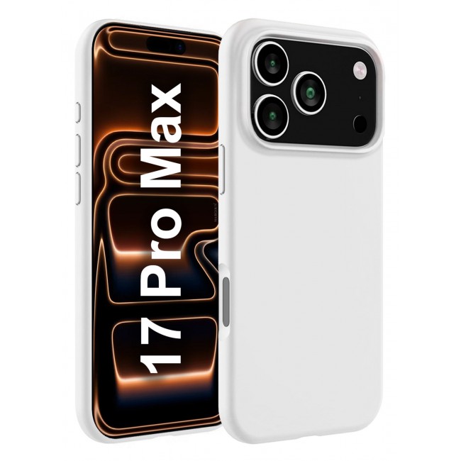 CATANES Silicone Protective Phone Case for iPhone 17 Pro Max - Soft Anti-Scratch Microfiber Lining Ultra Slim Drop Protection Phone Cover - White