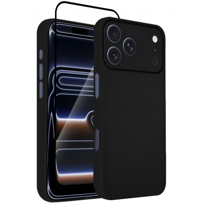 CATANES 2 Packs Air Skin Case Cover for Apple iPhone 17 Pro - Sturdy Back Cover - Durable Thin Case - Drop Protection Cover with 3D Screen Protector - Black