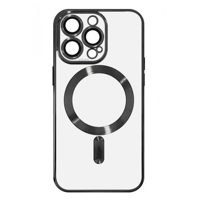 CATANES iPhone 13 Pro Max Clear Case with MagSafe Wireless Charging Compatible Back Cover with Electroplating Shockproof Frame Black
