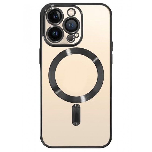 CATANES iPhone 13 Pro Max Clear Case with MagSafe Wireless Charging Compatible Back Cover with Electroplating Shockproof Frame Black