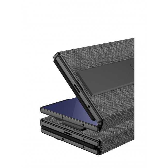 CATANES Kickstand Flip Case Alcatntra for Samsung Galaxy Z TriFold – Fabric Texture, Shockproof and Camera Protection, Grey