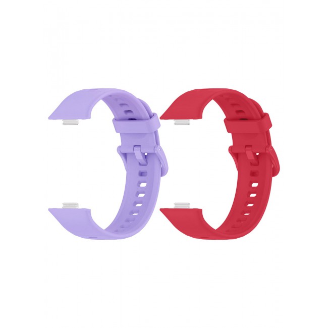 CATANES 2Packs Wristband for Huawei Watch Fit 3/Fit 4/Fit 4 Pro Bands, Silicone Bracelet Quick Release Arm Band, Replacement Smartwatch Band Quick Release Sport Straps - Purple Red