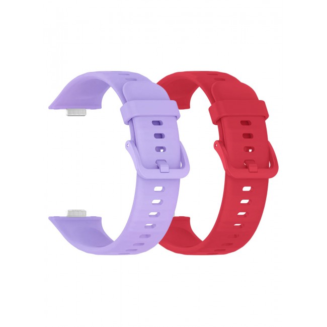 CATANES 2Packs Wristband for Huawei Watch Fit 3/Fit 4/Fit 4 Pro Bands, Silicone Bracelet Quick Release Arm Band, Replacement Smartwatch Band Quick Release Sport Straps - Purple Red