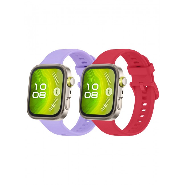 CATANES 2Packs Wristband for Huawei Watch Fit 3/Fit 4/Fit 4 Pro Bands, Silicone Bracelet Quick Release Arm Band, Replacement Smartwatch Band Quick Release Sport Straps - Purple Red