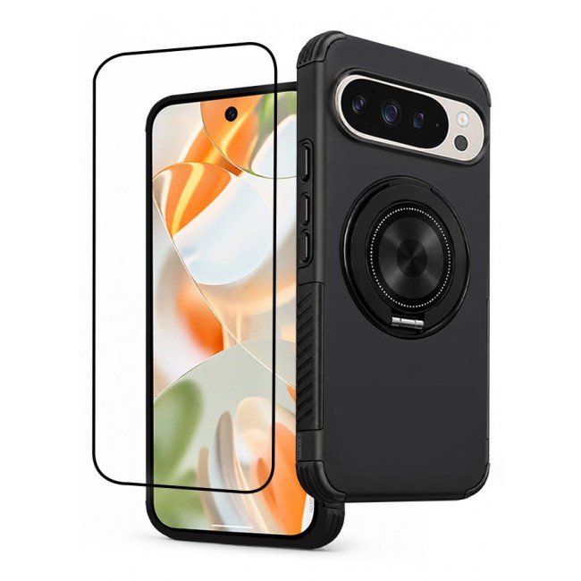 CATANES 2 Pack Magnetic Kickstand Rugged Armor Case for Google Pixel 9 Pro - MagSafe Compatible Heavy Duty Cover - Black