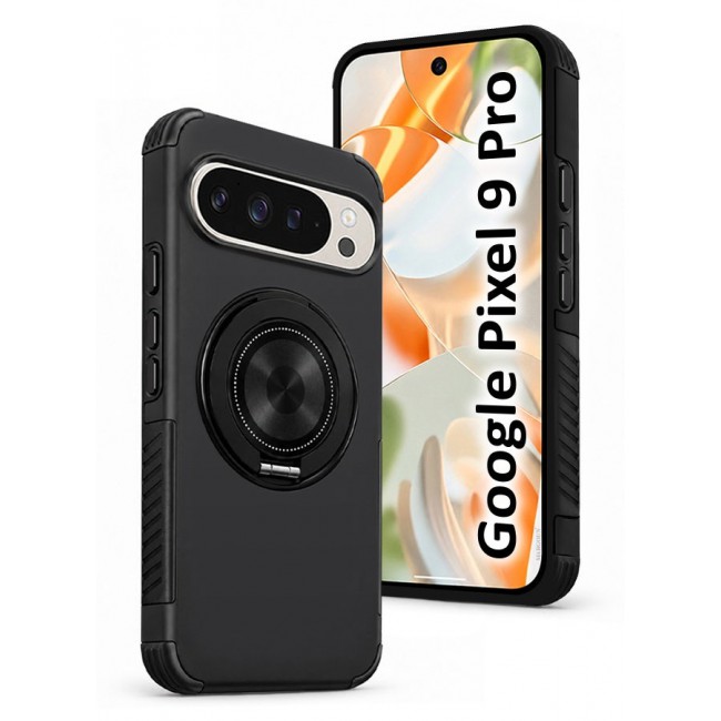 CATANES 2 Pack Magnetic Kickstand Rugged Armor Case for Google Pixel 9 Pro - MagSafe Compatible Heavy Duty Cover - Black