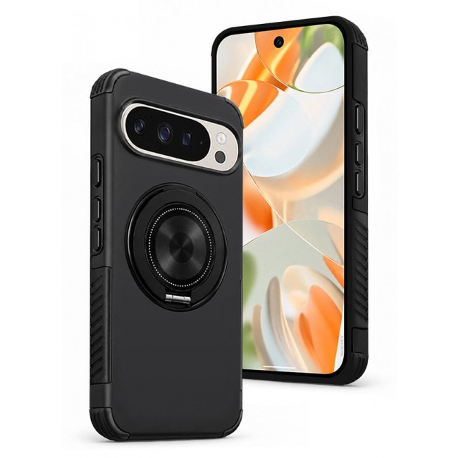 CATANES 2 Pack Magnetic Kickstand Rugged Armor Case for Google Pixel 9 Pro - MagSafe Compatible Heavy Duty Cover - Black
