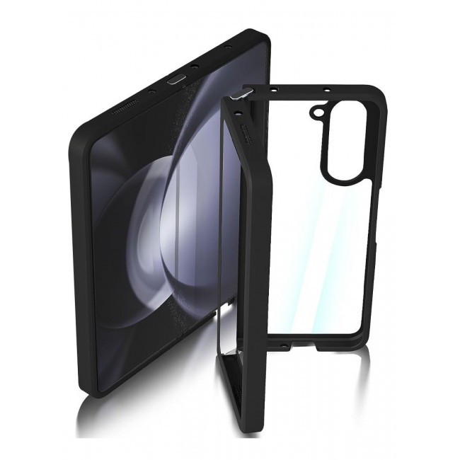 CATANES Samsung Galaxy Z Fold5 Phone Case TPU PC Hybrid Mobile Phone Cover Tempered Glass Clear Phone Cover Black