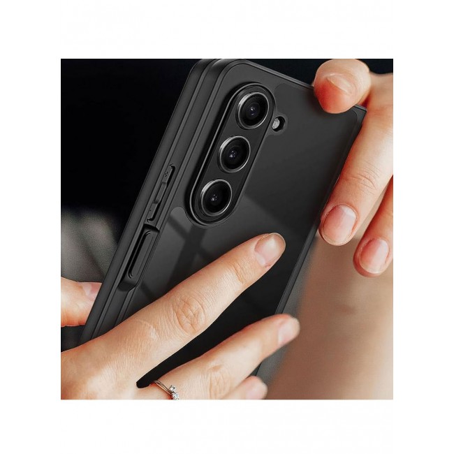 CATANES Samsung Galaxy Z Fold5 Phone Case TPU PC Hybrid Mobile Phone Cover Tempered Glass Clear Phone Cover Black