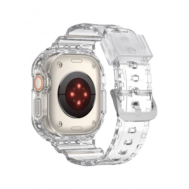 CATANES Apple Watch Ultra Band 49mm Crystal Clear Band with Bumper Case Soft Transparent TPU Strap for iWatch Ultra Clear