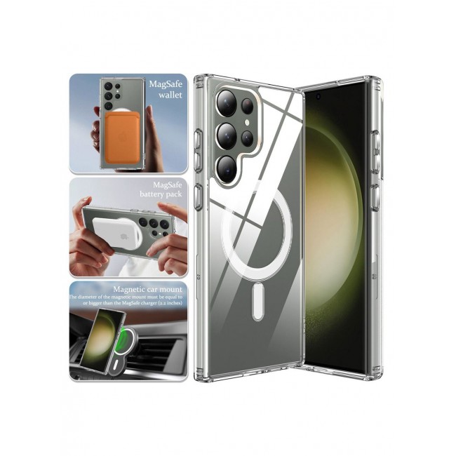 CATANES Samsung Galaxy S23 Ultra Case Clear Magnetic Wireless Charging Case MagSafe Transparent Cover