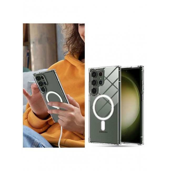 CATANES Samsung Galaxy S23 Ultra Case Clear Magnetic Wireless Charging Case MagSafe Transparent Cover