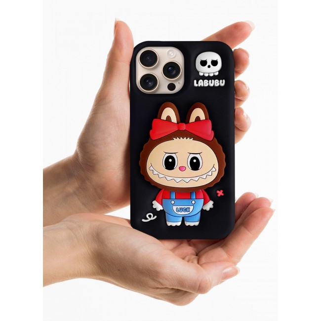 CATANES Case Cover Soft Silicone for Apple iPhone 16 Pro Max Labubu Elegant Protection and Quad-Camera Precision Cutout - Black