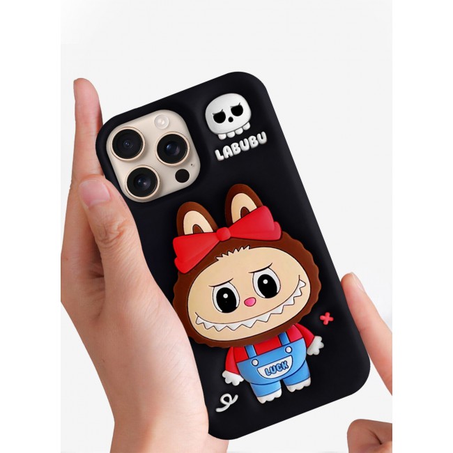 CATANES Case Cover Soft Silicone for Apple iPhone 16 Pro Max Labubu Elegant Protection and Quad-Camera Precision Cutout - Black