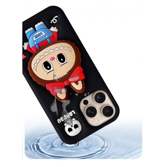 CATANES Case Cover Soft Silicone for Apple iPhone 16 Pro Max Labubu Elegant Protection and Quad-Camera Precision Cutout - Black