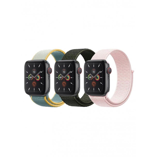 CATANES 3 Pack For Apple Watch 41mm 40mm 38mm Nylon Sport Loop Band Compatible With iWatch Series 7 SE 6 5 4 3 2 1 Men Women Braided Stretchy Nylon Loop Bands