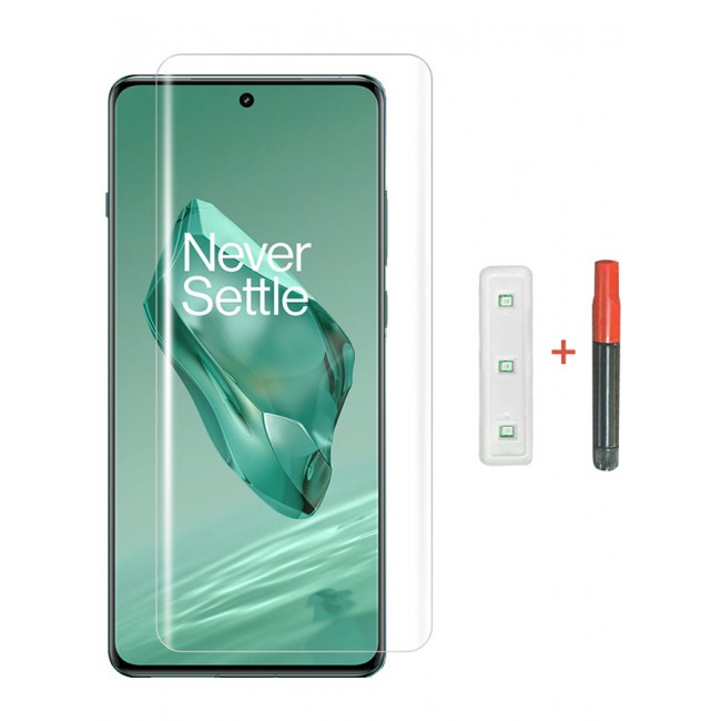 CATANES Oneplus 12 Screen Protector 9H Hardness HD Scratch Resistance Screen Protector UV Tempered Glass film Curved Screen Protector UV Glue for UV Tempered Glass film