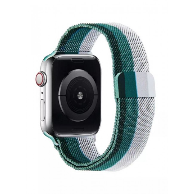 CATANES 3Pack Apple Watch 45mm 44mm 42mm Milanese Mesh Stainless Steel Magnetic Closure Band Compatible with iWatch Series 7/SE/6/5/4/3/2/1 Green/Blue/Red