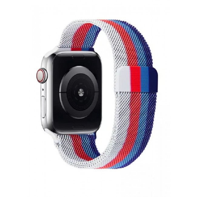 CATANES 3Pack Apple Watch 45mm 44mm 42mm Milanese Mesh Stainless Steel Magnetic Closure Band Compatible with iWatch Series 7/SE/6/5/4/3/2/1 Green/Blue/Red