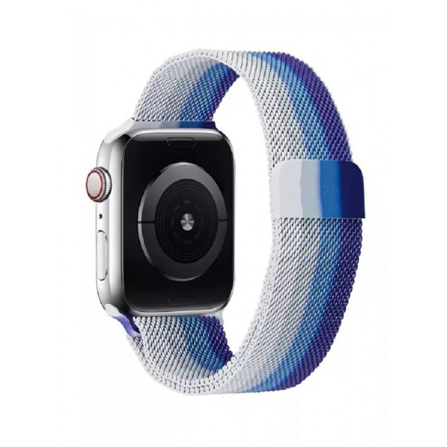 CATANES 3Pack Apple Watch 45mm 44mm 42mm Milanese Mesh Stainless Steel Magnetic Closure Band Compatible with iWatch Series 7/SE/6/5/4/3/2/1 Green/Blue/Red