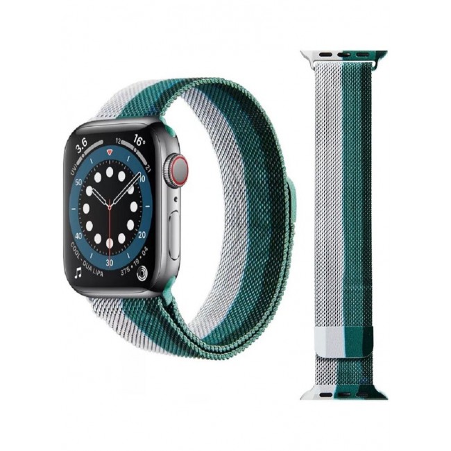 CATANES 3Pack Apple Watch 45mm 44mm 42mm Milanese Mesh Stainless Steel Magnetic Closure Band Compatible with iWatch Series 7/SE/6/5/4/3/2/1 Green/Blue/Red