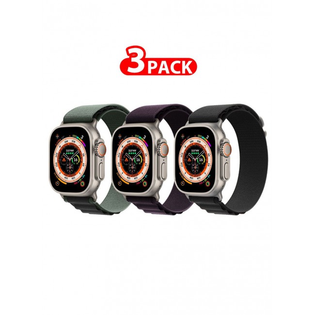 CATANES 3 Pack For Apple Watch Band 49mm 45mm 44mm 42mm Alpine Loop Band Women Men Adjustable with Metal G-Hook Strap for iWatch Ultra Series SE 8/7/6/5/4/3/2/1 Multicolour