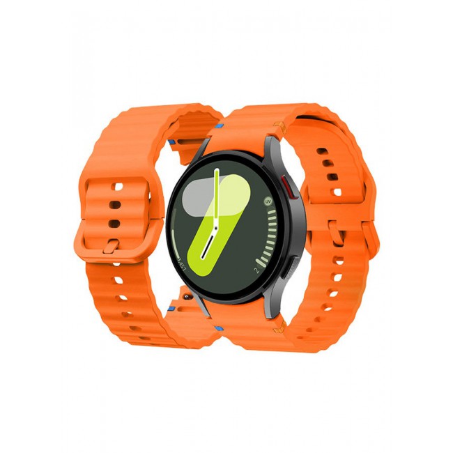 CATANES (for Samsung Galaxy Watch 7 / Samsung Galaxy Watch 6 ) Silicone Sport Band with Decorative Woven Line Durable and Sport Design for Men Women Orange