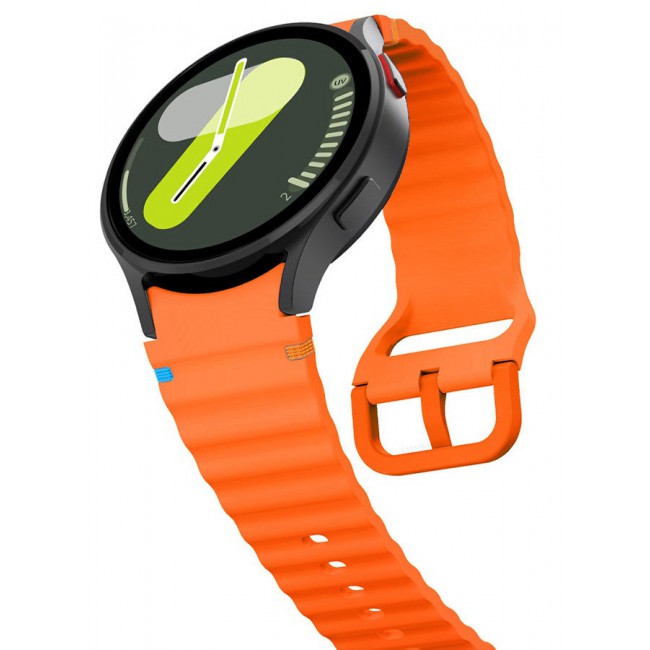 CATANES (for Samsung Galaxy Watch 7 / Samsung Galaxy Watch 6 ) Silicone Sport Band with Decorative Woven Line Durable and Sport Design for Men Women Orange