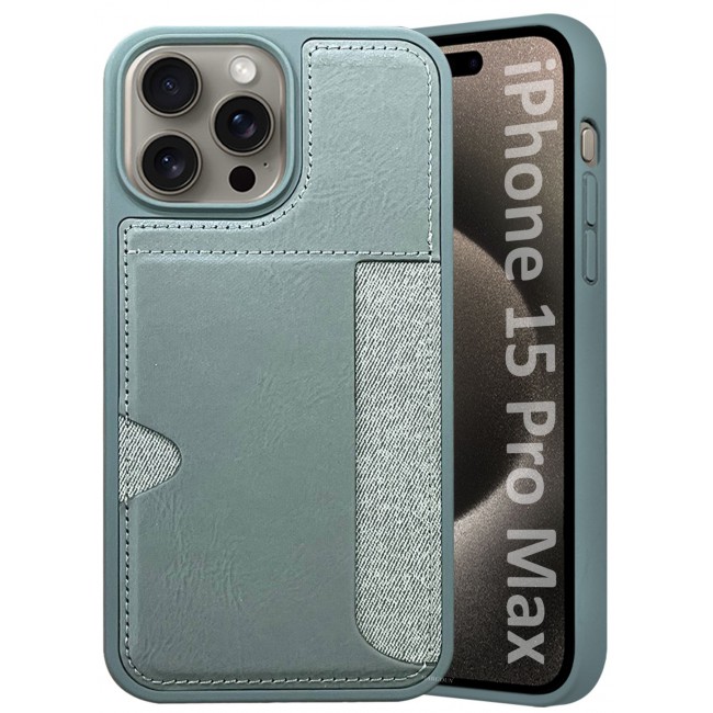 CATANES iPhone 15 Pro Max Case Leather Antifingerprint Cover with Wallet Card Slot Shell, Side Insert Card Holder, Anti Fall Protection