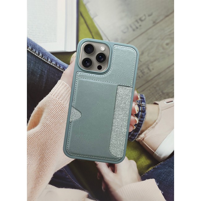 CATANES iPhone 15 Pro Max Case Leather Antifingerprint Cover with Wallet Card Slot Shell, Side Insert Card Holder, Anti Fall Protection