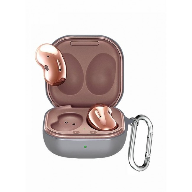 CATANES Samsung Galaxy Buds Live (2020) / Galaxy Buds 2 (2021) / Galaxy Buds Pro (2021) Protective Silicone Case Shockproof Ultra Slim Skin with Keychain Carabiner Grey