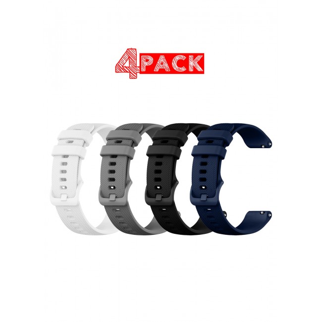 CATANES 4Packs 20mm Silicone Band for Samsung Galaxy Watch 7 6 5 4 FE Band 40mm 44mm/Galaxy Watch 6 4 Classic Band 47mm 46mm 43mm 42mm / 20mm Silicone Sport Strap Bracelet Wristband / White Black Grey Navy Blue
