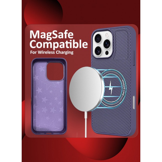 CATANES iPhone 16 Pro Max Case Leather 2Packs Antifingerprint Cover with Detachable Wallet Card Slot Shell Insert Card Holder Anti Fall Protection Carbon Fiber Design with 3D Screen Protector - Purple