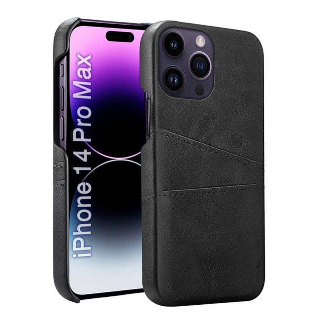 CATANES iPhone 14 Pro Max Case Cover Leather with Card Holder for Men Women Phone Case - Black