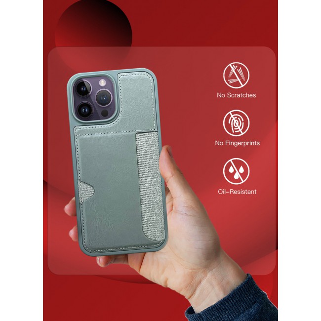 CATANES iPhone 14 Pro Max Case Leather Antifingerprint Cover with Wallet Card Slot Shell, Side Insert Card Holder, Anti Fall Protection
