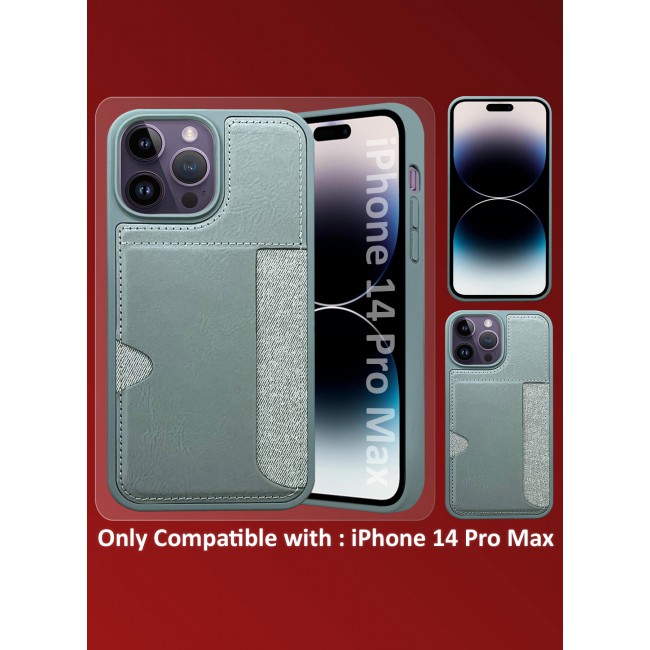 CATANES iPhone 14 Pro Max Case Leather Antifingerprint Cover with Wallet Card Slot Shell, Side Insert Card Holder, Anti Fall Protection